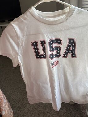 Universal Thread White Tee with Navy and Red USA Graphic
